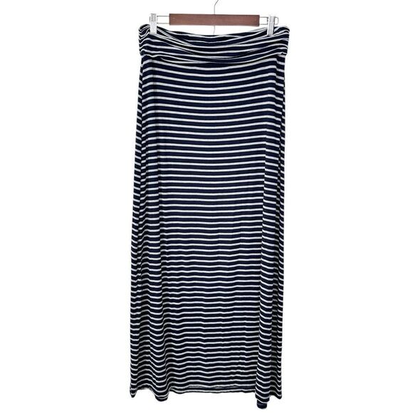 J. Crew Jersey Maxi Skirt Navy Stripe Size Medium - Picture 6 of 11
